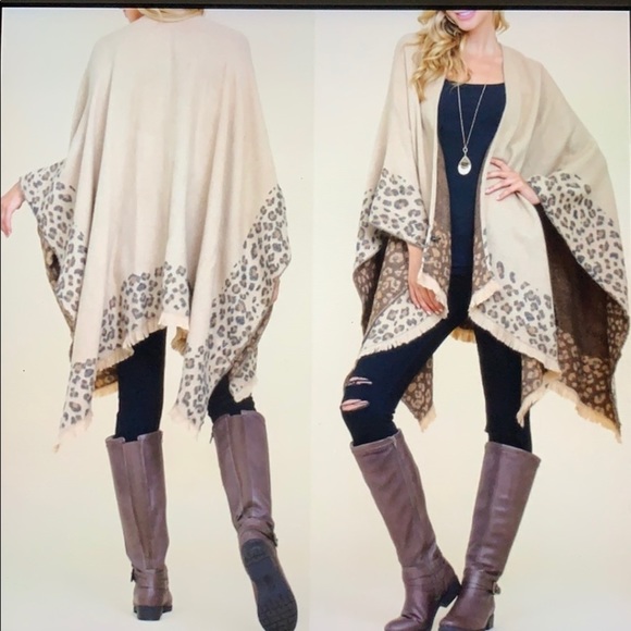 Sweaters - Riah Fashion Tan & brown  leopard print po…